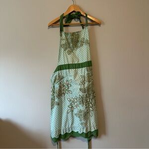 Anthropologie Green Floral Apron